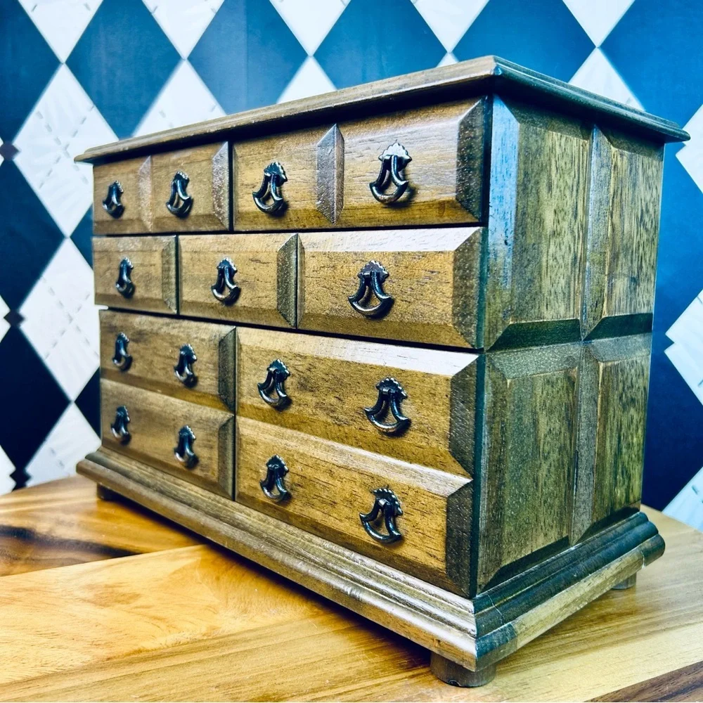 Jewelry Music Chest Interior Red Lining| Schmid Bros Collectible Vintage Luxury‎